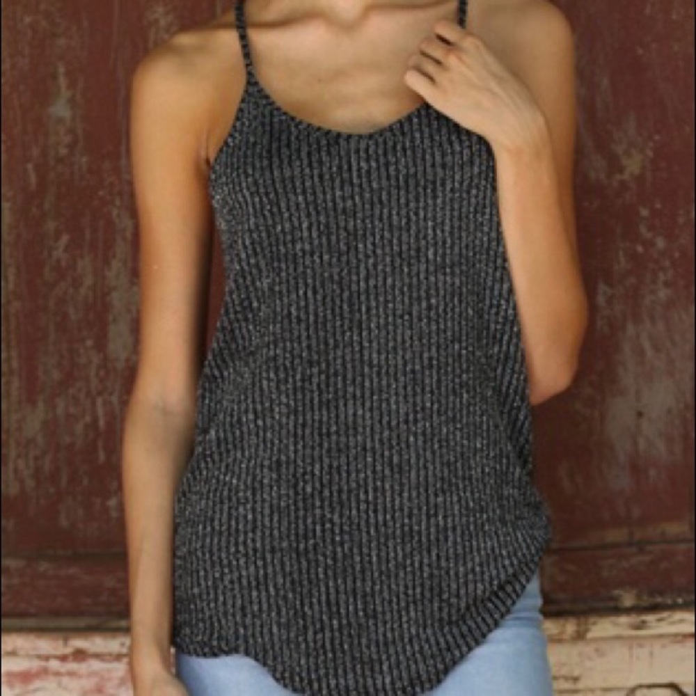 SILVER SPARKLE and  BLACK KNIT TANK TOP - Picture 8 of 12